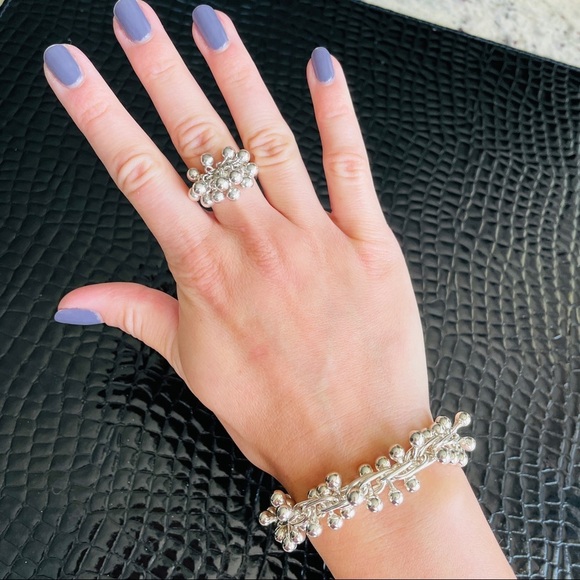 HEAVY Sterling Silver DNA Chain Link Ball Bead Toggle Clasp Bracelet - Picture 10 of 10